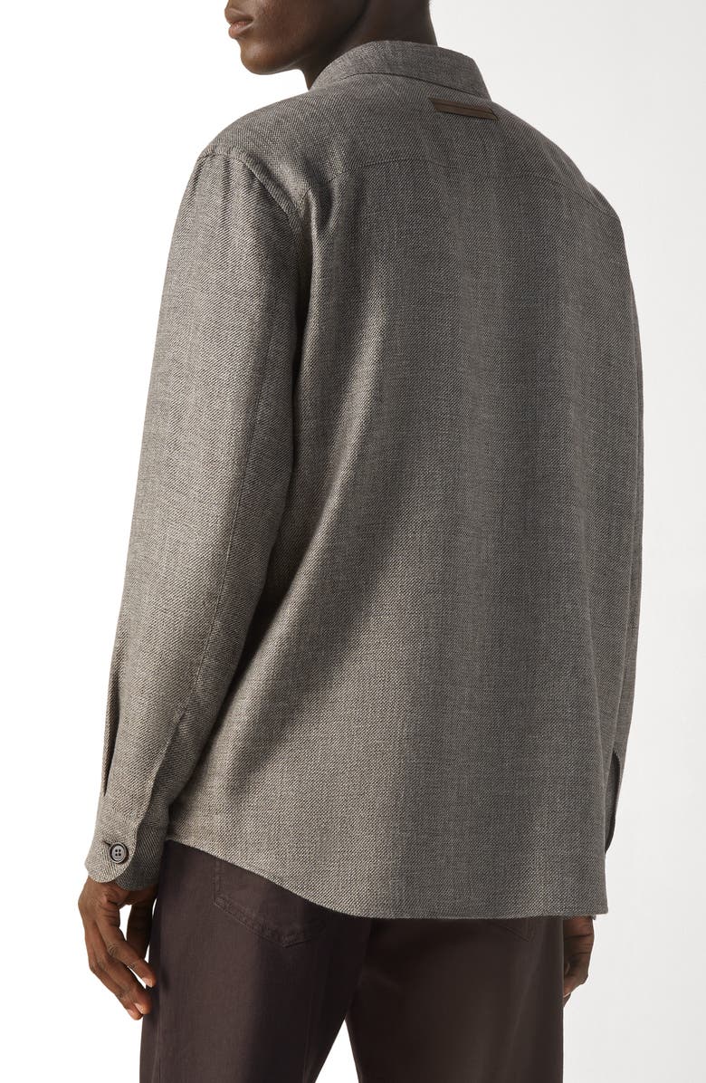 ZEGNA Cashmere, Linen & Silk Overshirt, Alternate, color, Dark Brown