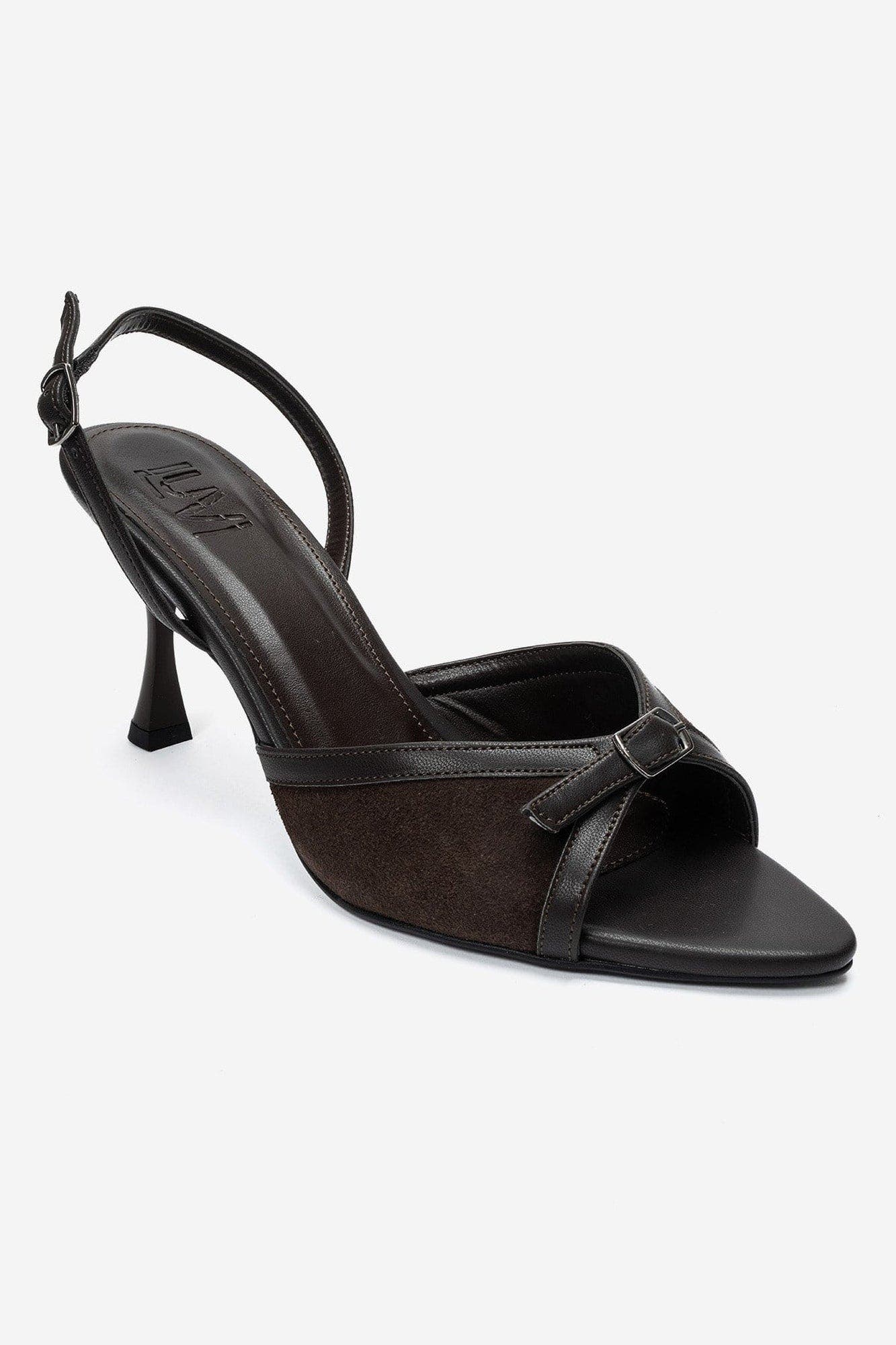 Ulea Stiletto Strap Sandal, Alternate, color, Brown Suede