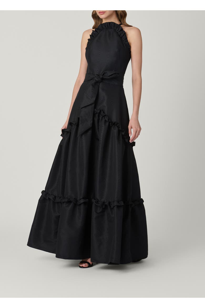 Midnight Lucille Moire Taffeta Dress, Main, color, Jet