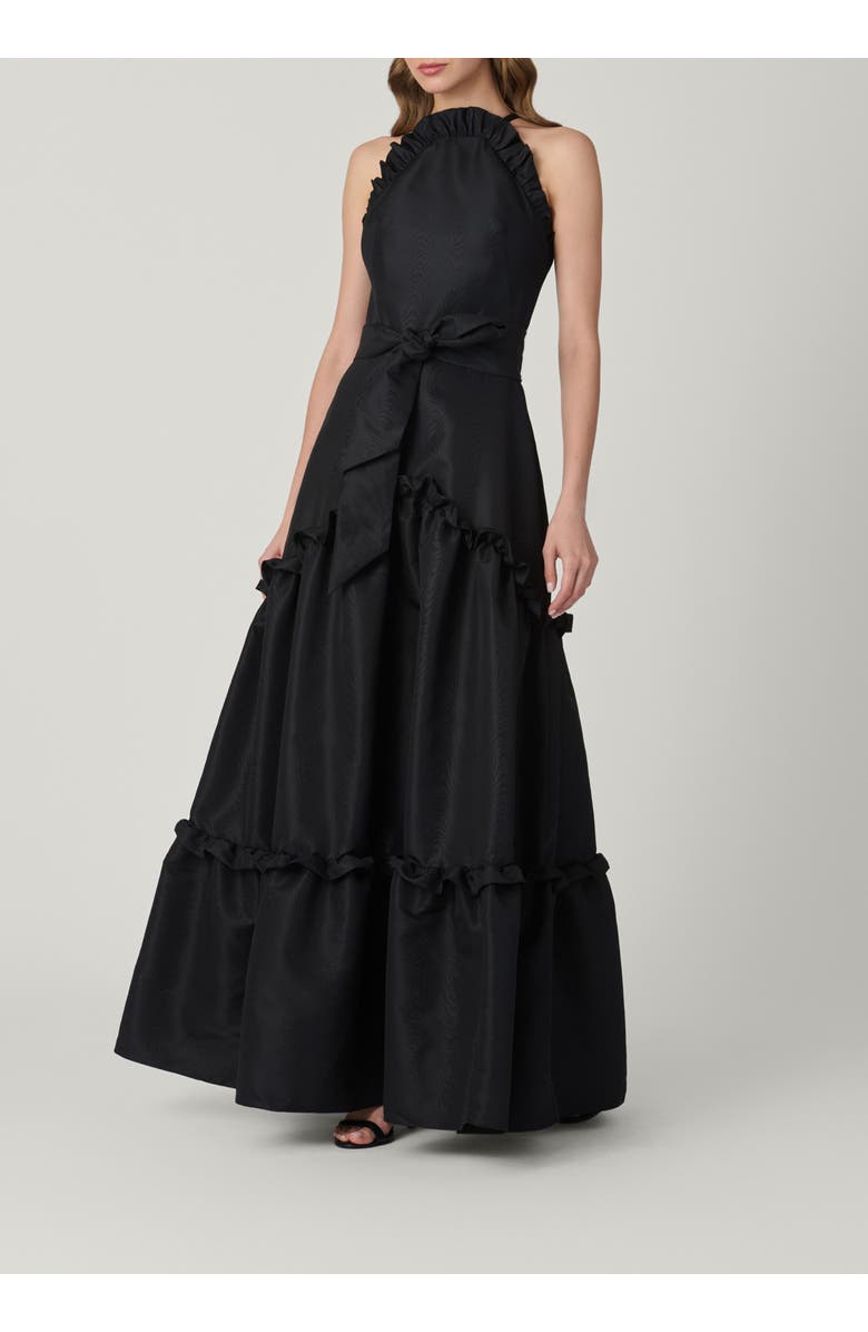 Shoshanna Midnight Lucille Moire Taffeta Dress, Main, color, Jet