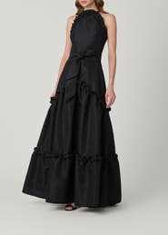 Shoshanna Midnight Lucille Moire Taffeta Dress