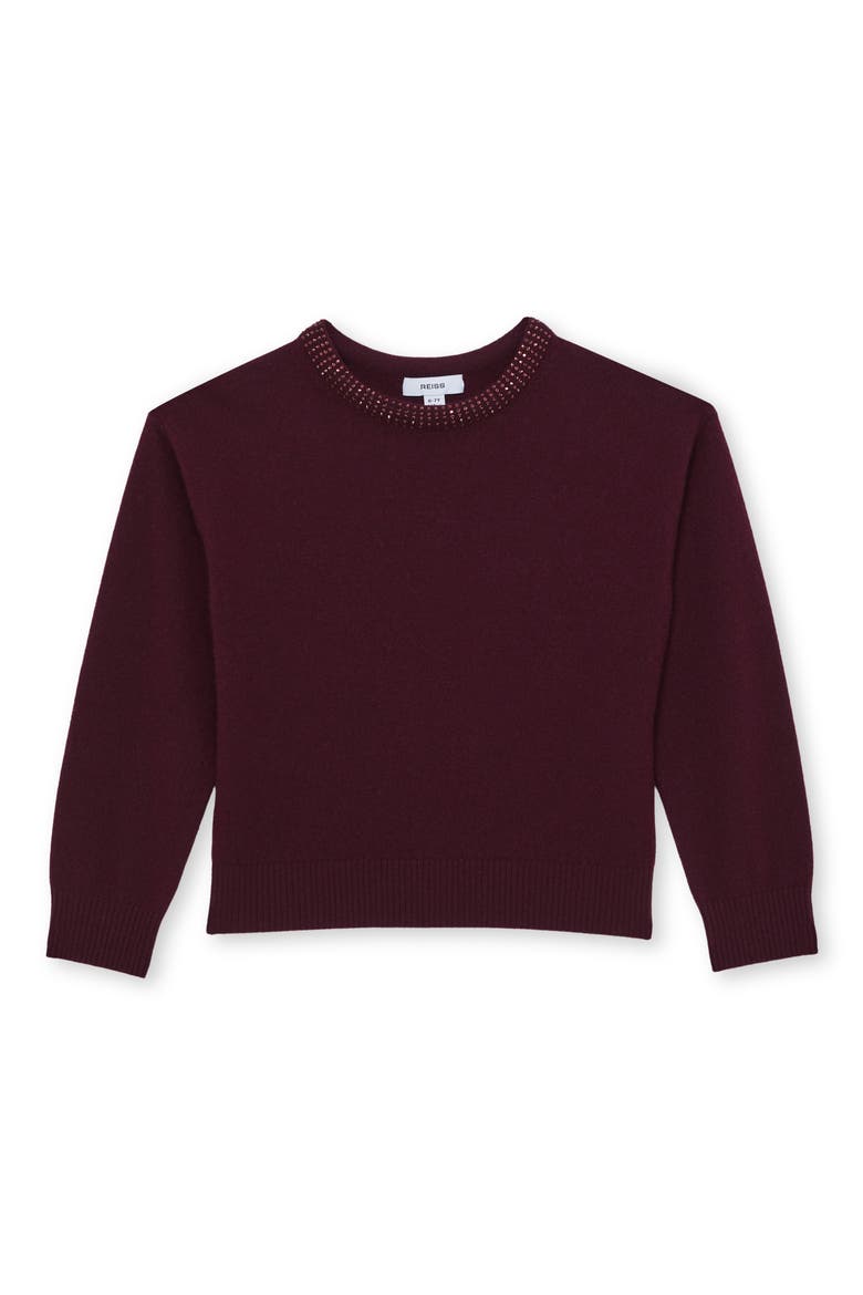 Kids' Elizabeth Embellished Sweater, Main, color, BERRY