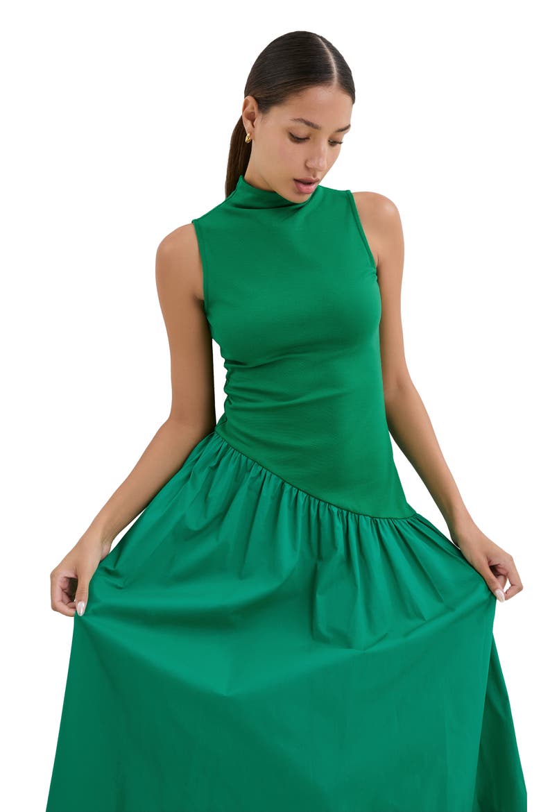 Hutton Sleeveless Mixed Media Maxi Dress, Alternate, color, GRASS GREEN