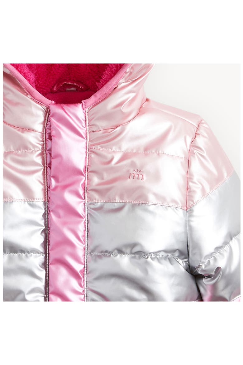 Kids' Colorblock Metallic Faux Leather Puffer Jacket, Alternate, color, PINK
