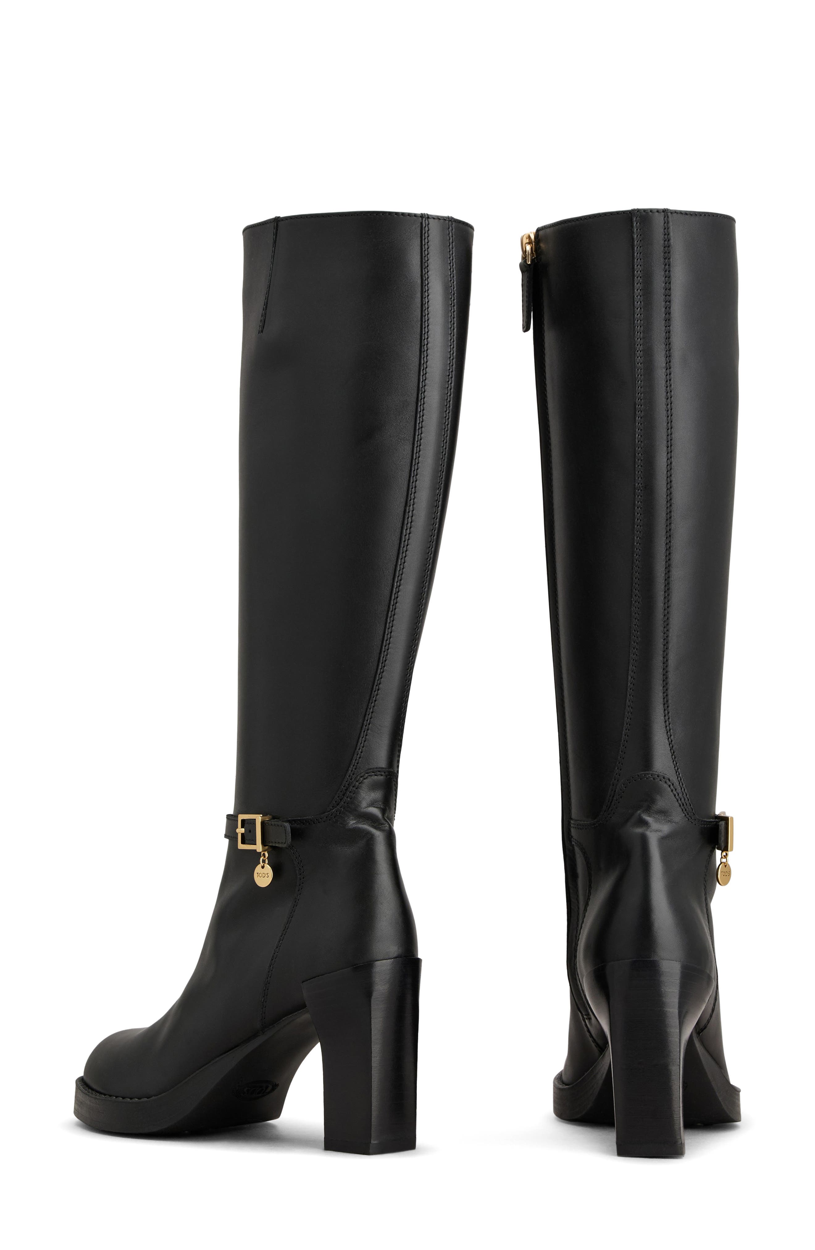 Gomma Buckle Knee High Boot, Alternate, color, NERO