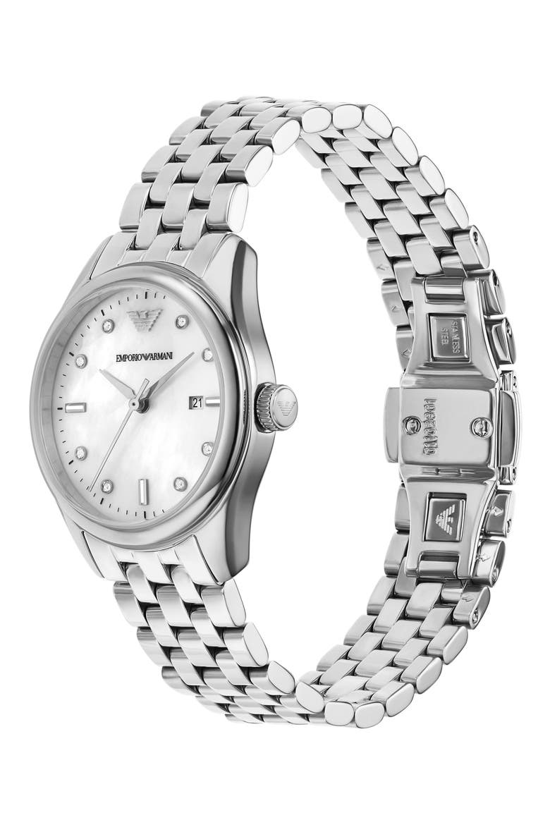 Mother-of-Pearl Dial Bracelet Watch, 32mm, Alternate, color, SILVER