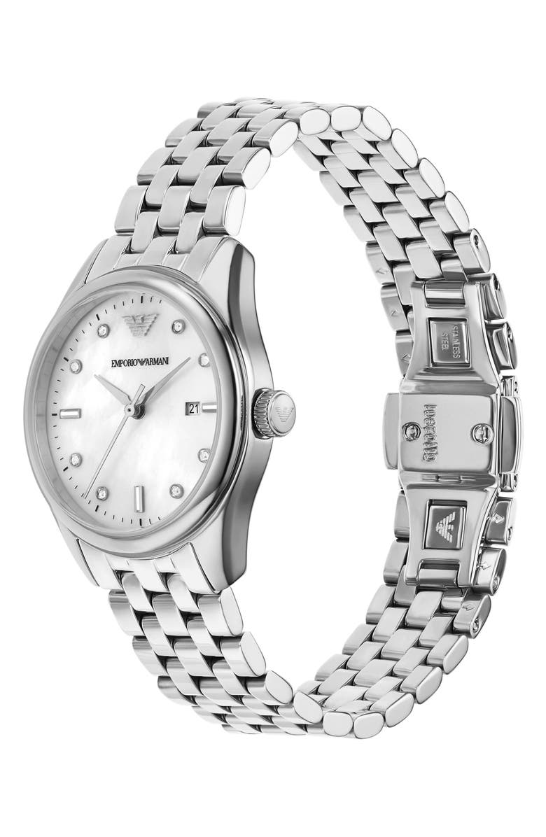 Emporio Armani Mother-of-Pearl Dial Bracelet Watch, 32mm, Alternate, color, Silver
