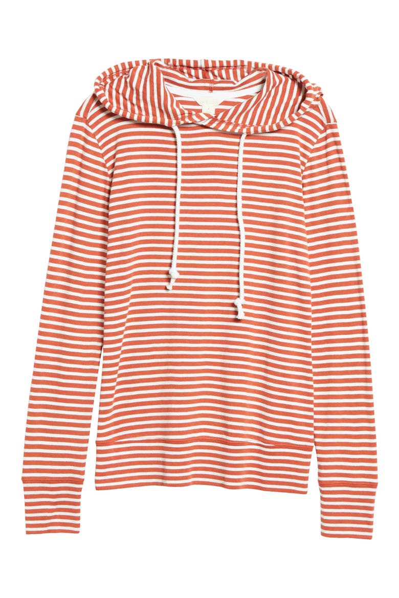 Knit Hoodie, Alternate, color, RUST- WHITE STRIPE