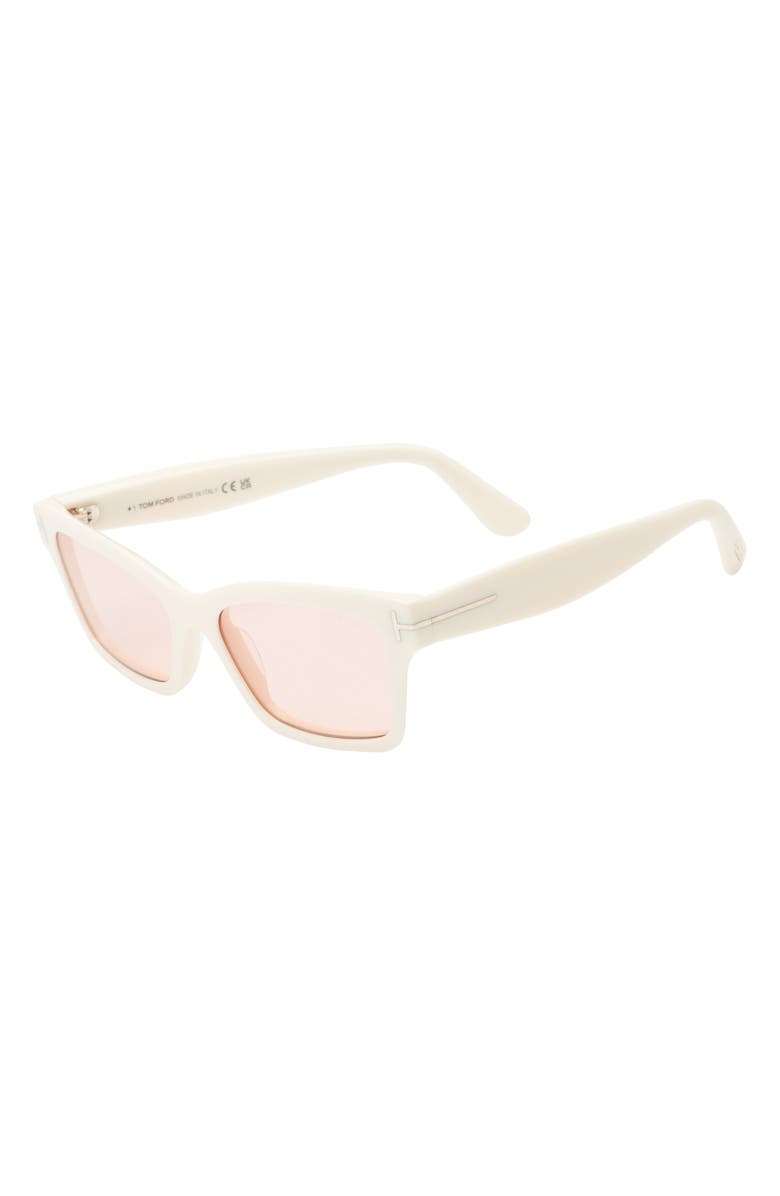 TOM FORD 54mm Square Sunglasses, Alternate, color, Ivory / Mirror Violet