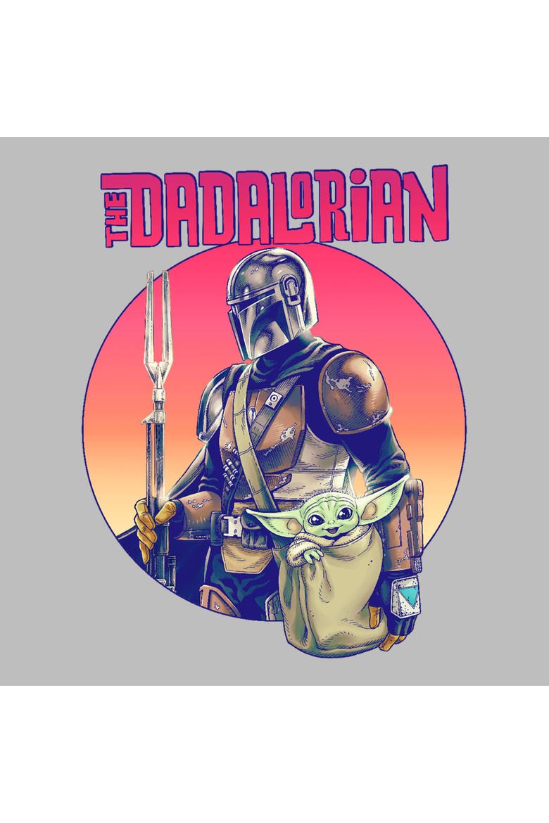 Men's Star Wars The Mandalorian The Dadalorian and Grogu Portrait  Graphic T-Shirt, Alternate, color, Sport Grey