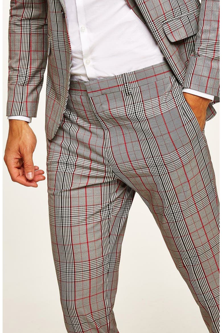 Muscle Fit Check Trousers, Alternate, color, GREY MULTI