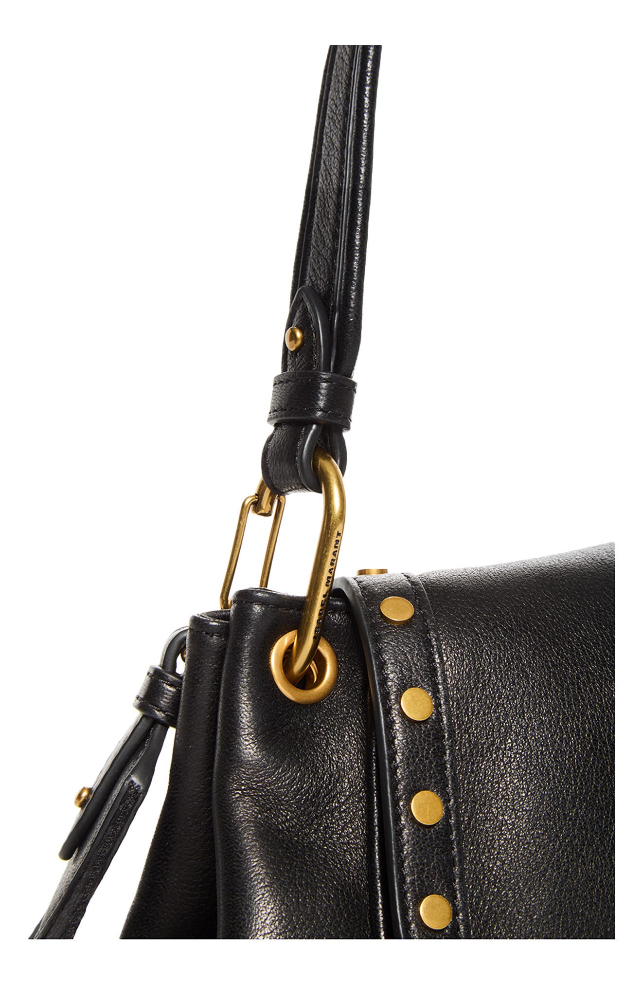 Chany Studded Leather Shoulder Bag, Alternate, color, BLACK 01BK