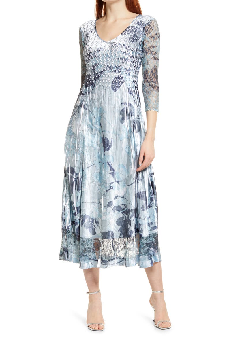 Lace Sleeve Charmuse Midi Cocktail Dress, Main, color, GREY VINE