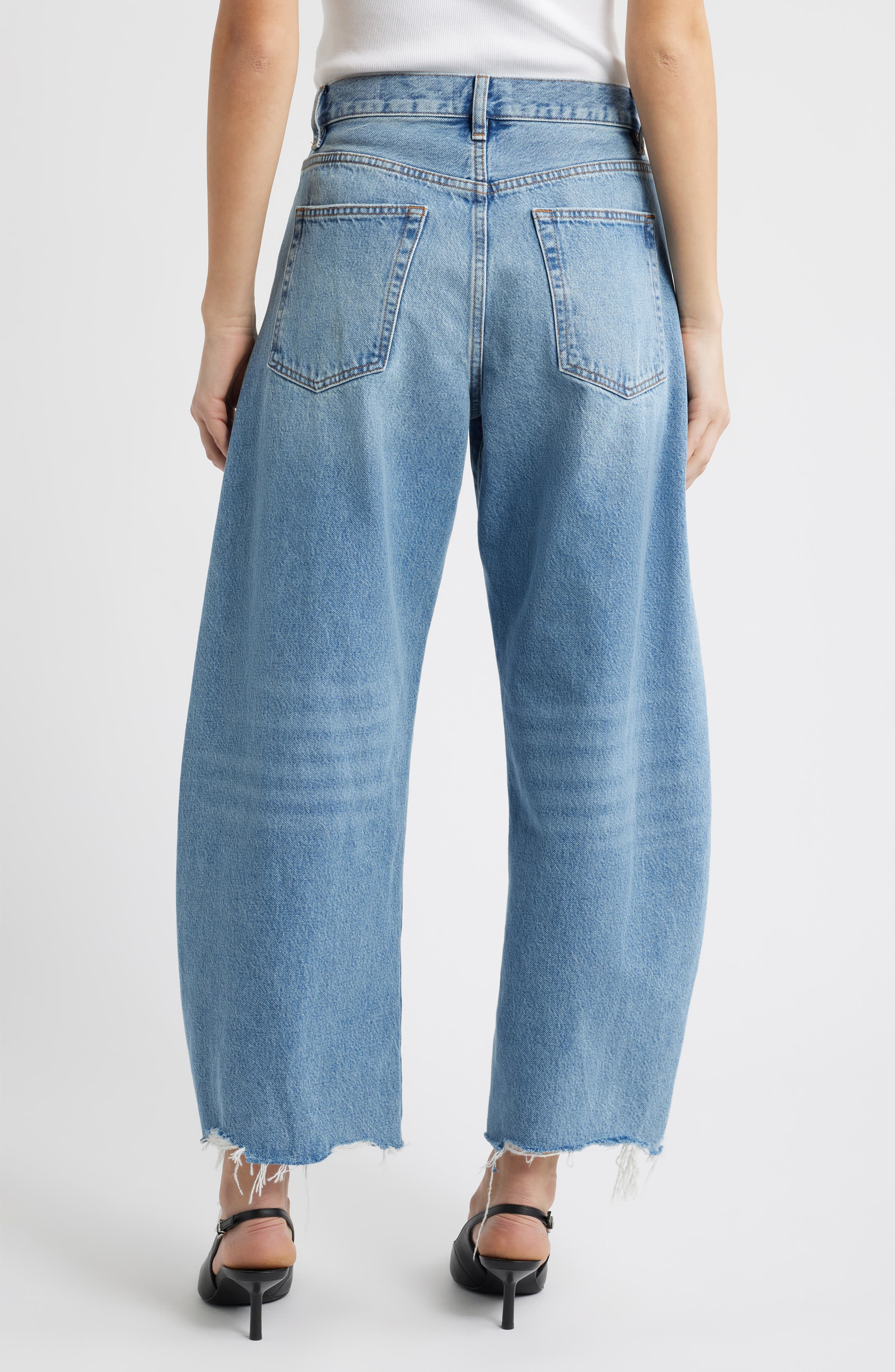 The Bubble Raw Hem Crop Barrel Leg Jeans - image 2