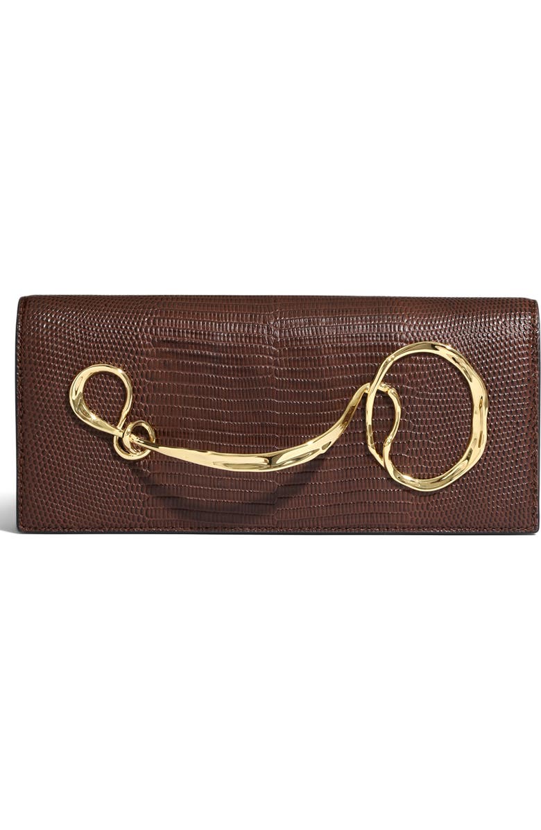 Alexis Bittar Twisted Side Handle Leather Clutch, Main, color, Chocolate