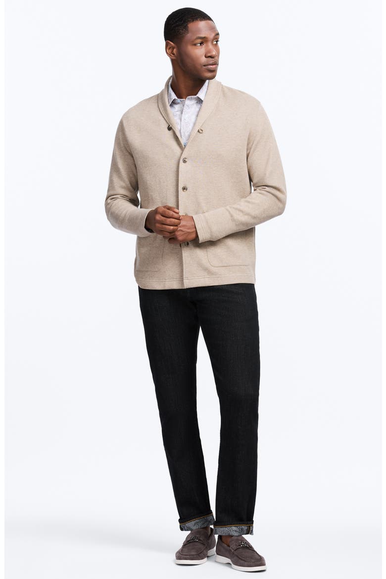 Adriano Shawl Collar Cotton Cardigan, Alternate, color, TAN