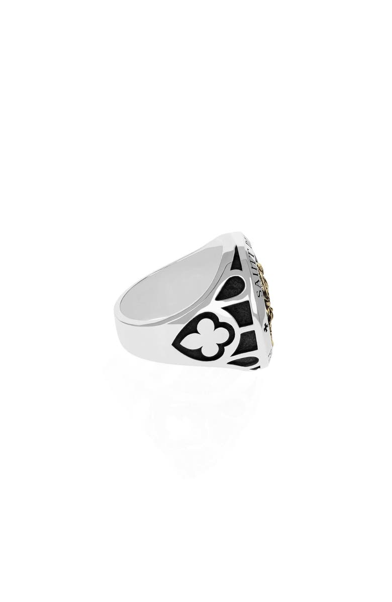 King Baby Studio Saint Michael Ring with Gold Tone Alloy, Alternate, color, Silver