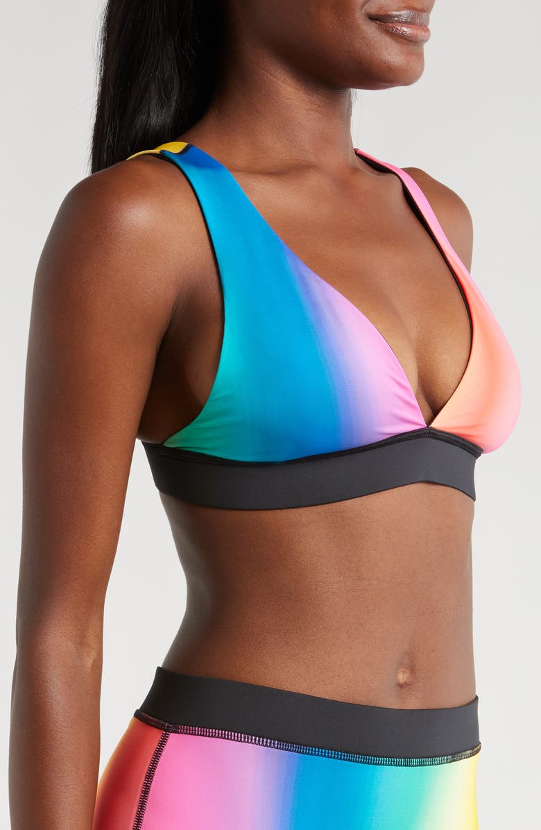 TomboyX Reversible Plunge Bikini Top, Alternate, color, Melting Rainbow