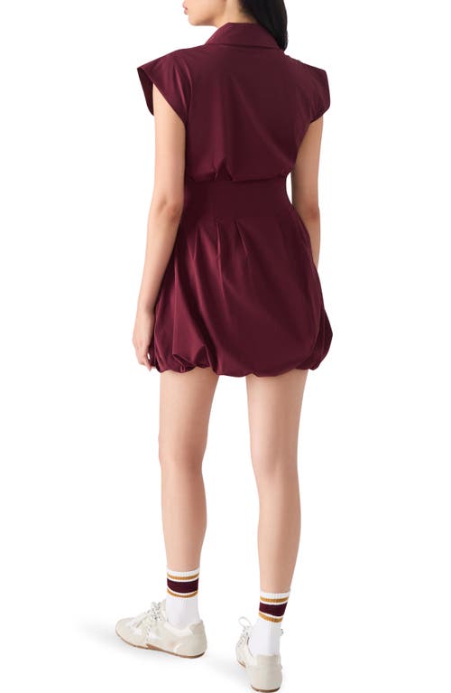 Steve Madden Dyanne Poplin Pleated Mini Dress In Burgundy