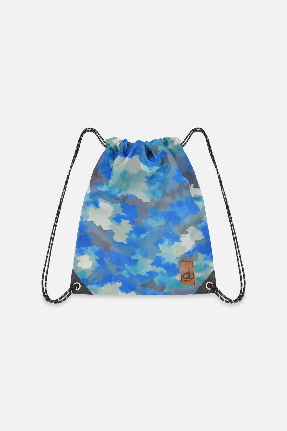 Camouflage Durable Lightweight Drawstring Bag, Main, color, Blue and Grey Camouflage