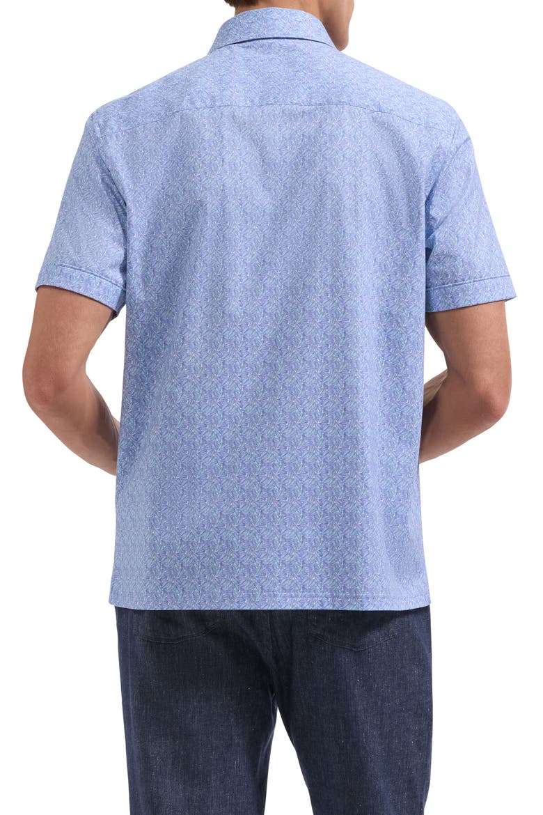 Milo OoohCotton® Leaf Print Short Sleeve Button-Up Shirt, Alternate, color, IRIS