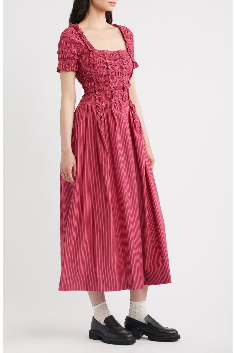 Raphaela Ruffle Midi Dress, Alternate, color, BERRY