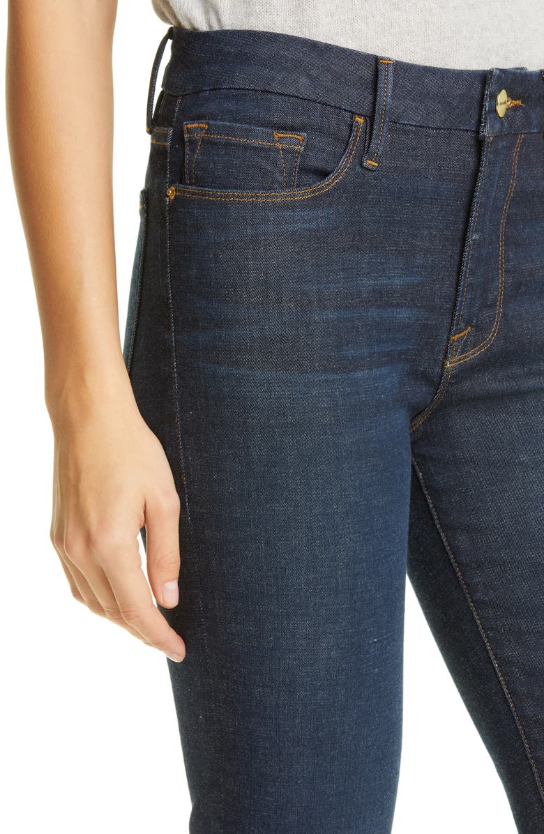 FRAME Le Crop Mini Boot High Waist Raw Hem Jeans, Alternate, color, 