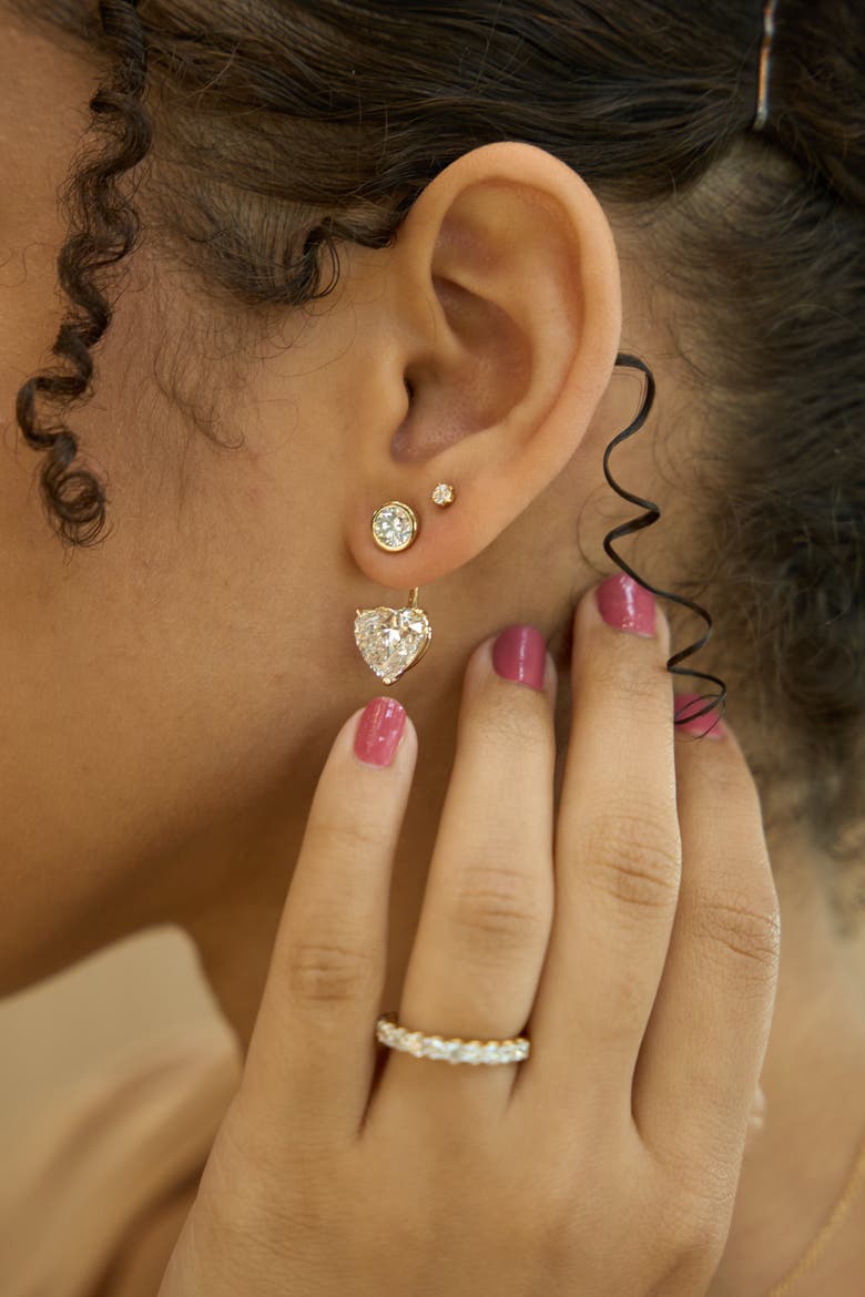 Mariposa 14K Gold Heart Lab Grown Diamond Earring Jackets - 10 Cts, Alternate, color, 14K Yellow Gold