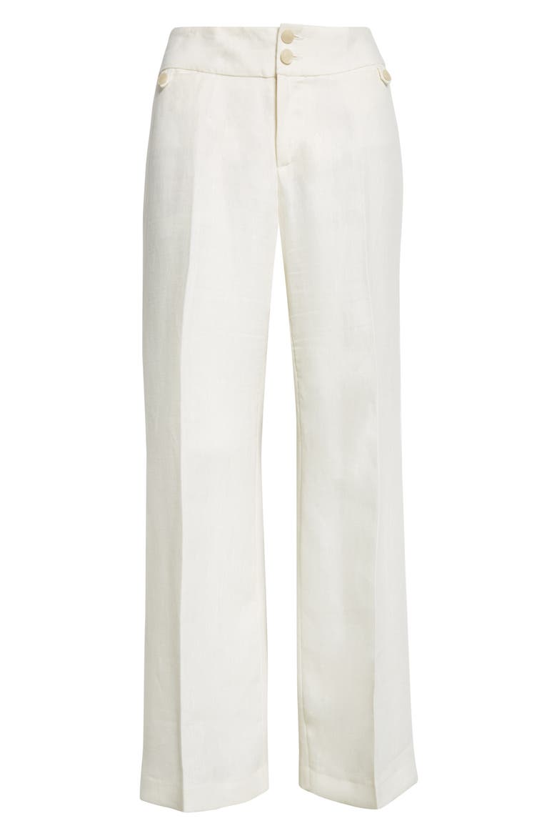 Linen Ankle Flare Trousers, Alternate, color, BIANCO NATURALE