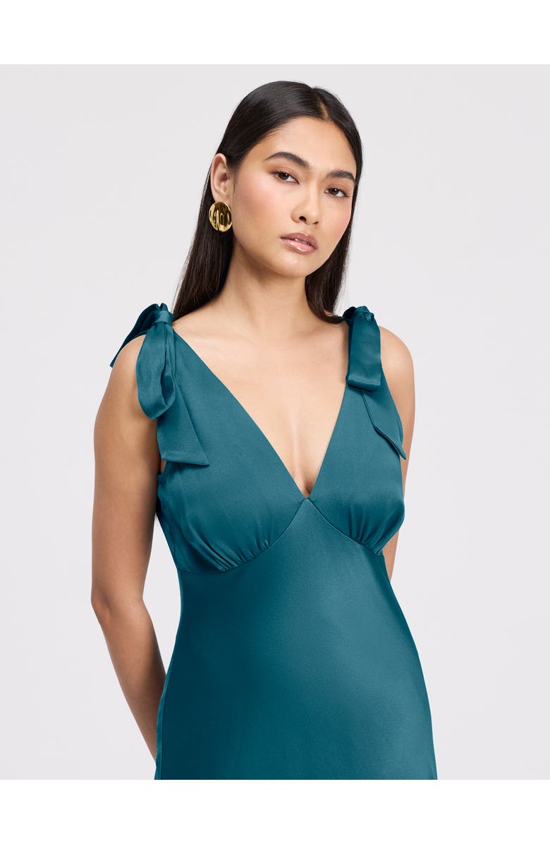 Ghost London Nora Tie Shoulder Satin Maxi Dress, Alternate, color, Emerald