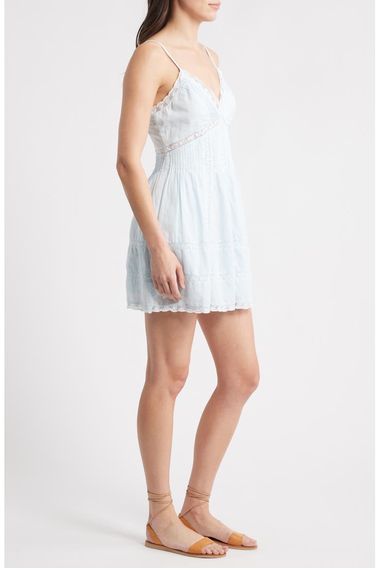 Docila Lace & Pintuck Detail Cotton Minidress, Alternate, color, BLUE