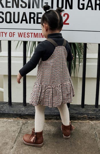 Kids' Gingham Cotton Seersucker Pinafore Dress