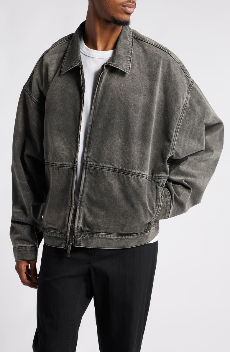 Fear of God Essentials Gender Inclusive Denim Trucker Jacket, Main, color, 