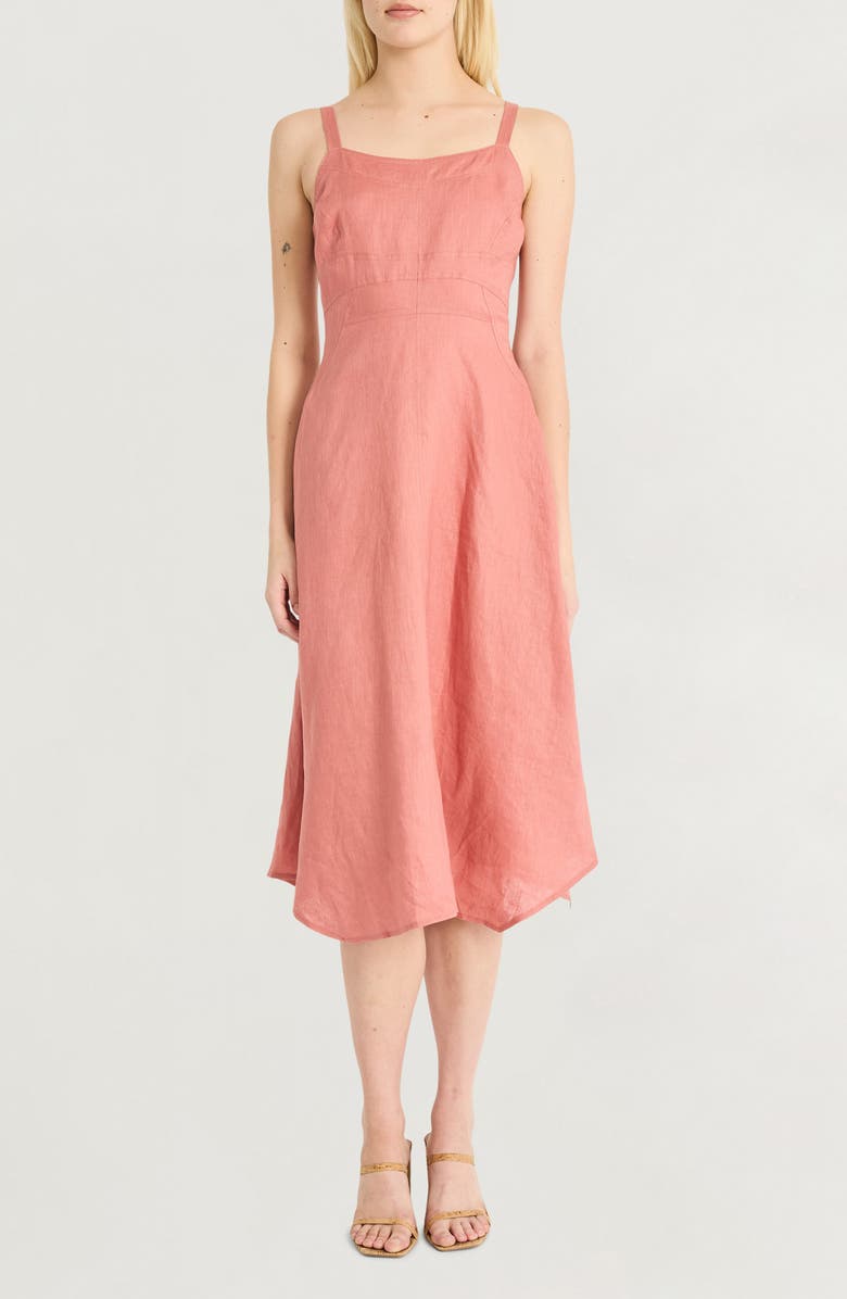 Luxely Sleeveless A-Line Linen Dress, Main, color, Canyon Rose