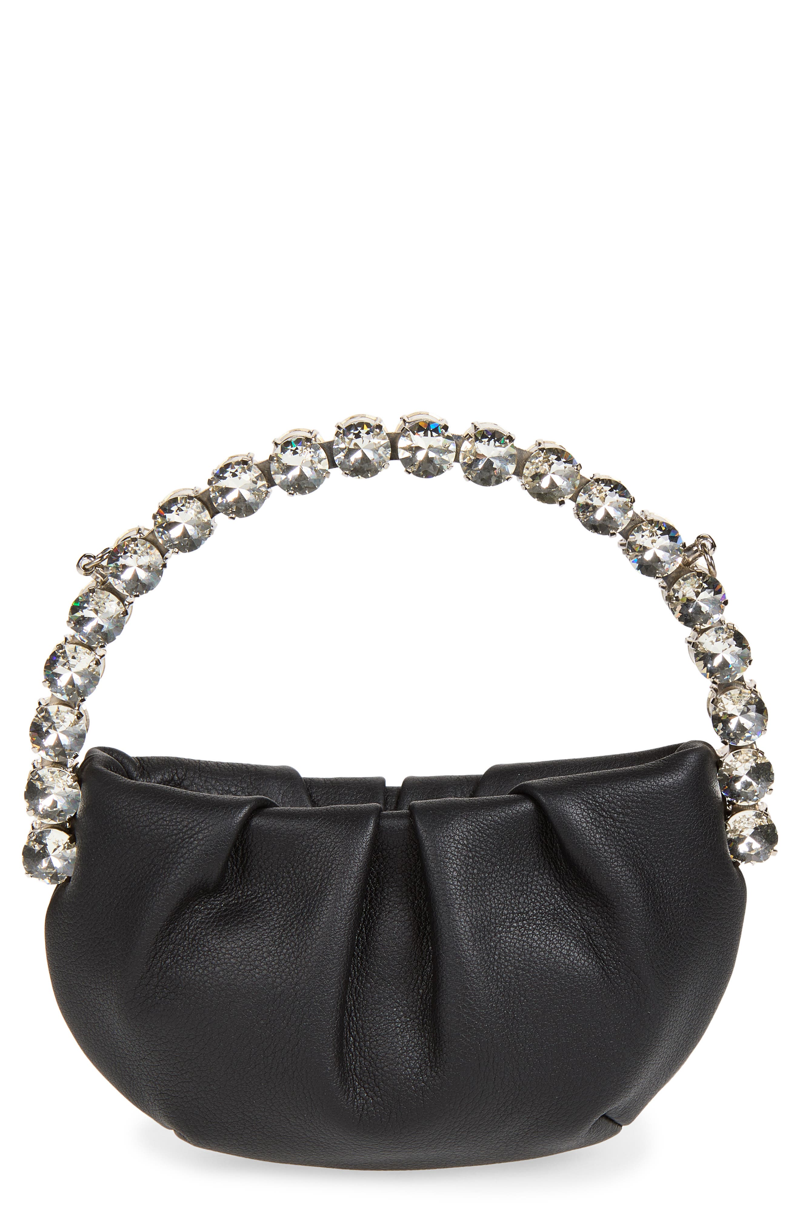 Micro Leather Eternity Clutch, Main, color, BLACK