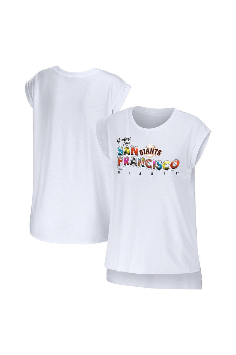 Women's WEAR by Erin Andrews White San Francisco Giants Greetings From T-Shirt, Main, color, White