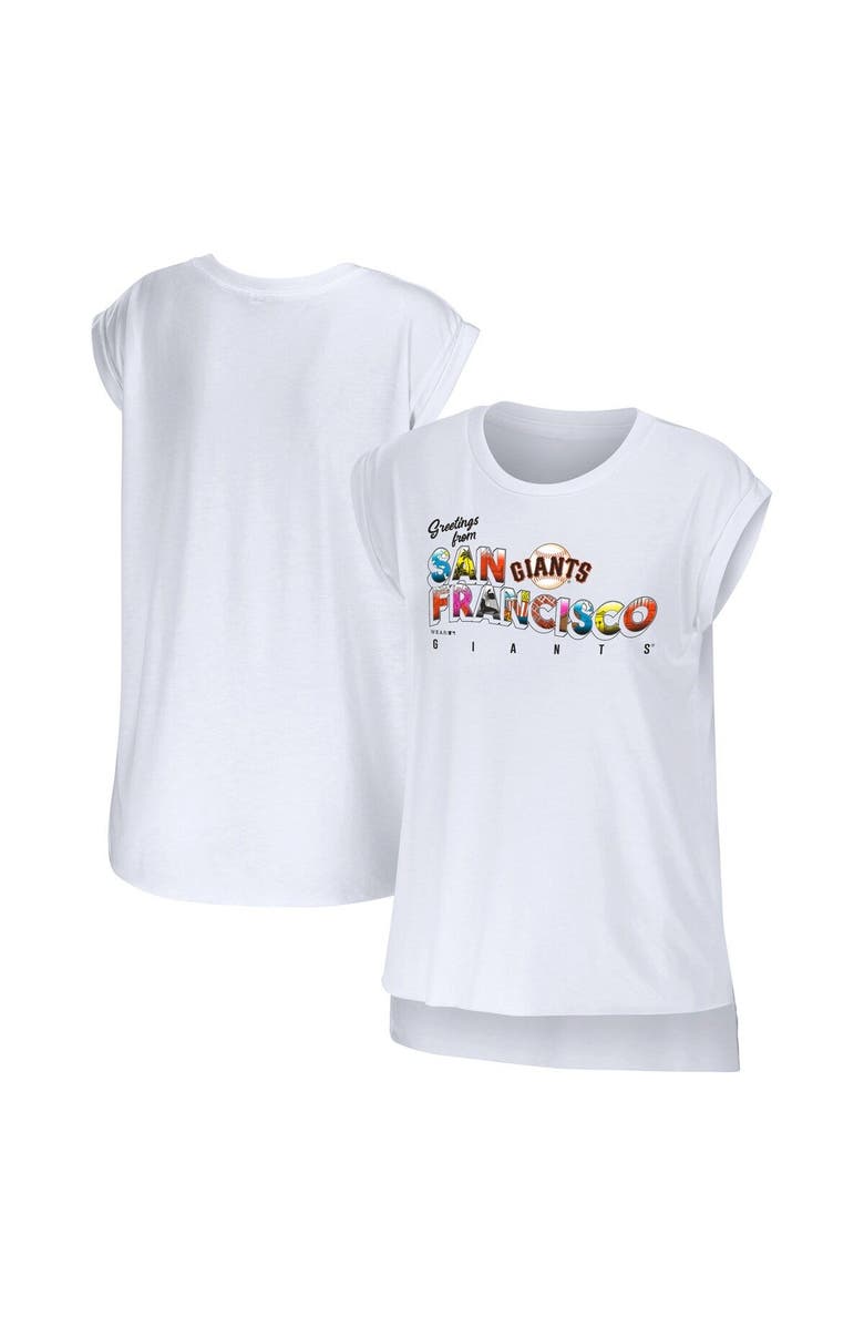 WEAR by Erin Andrews Women's WEAR by Erin Andrews White San Francisco Giants Greetings From T-Shirt, Main, color, White