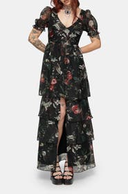 Disturbia Anara Fruit Print Tiered Gown