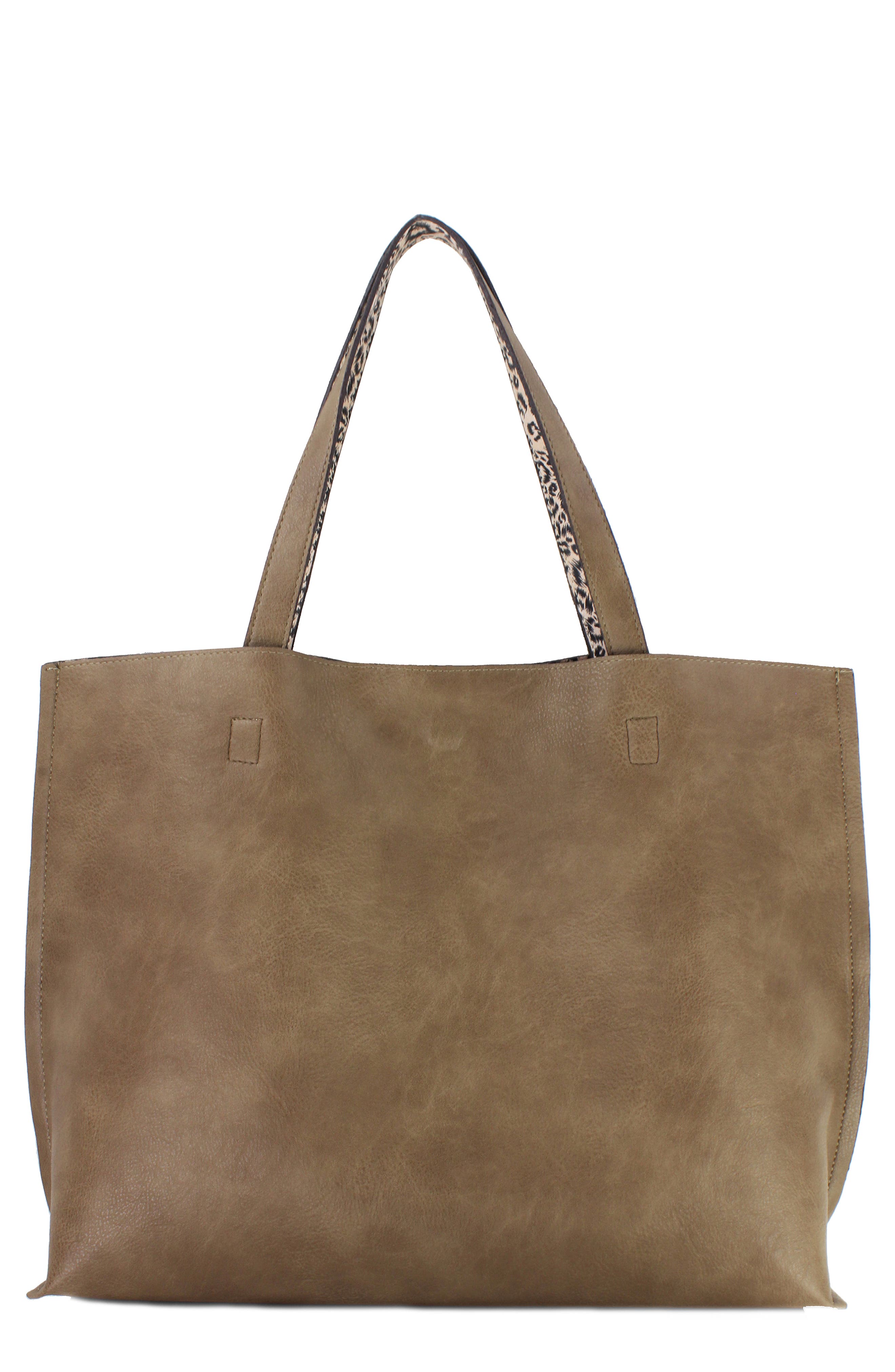 Street Level Reversible Faux Leather Tote, Main, color, 
