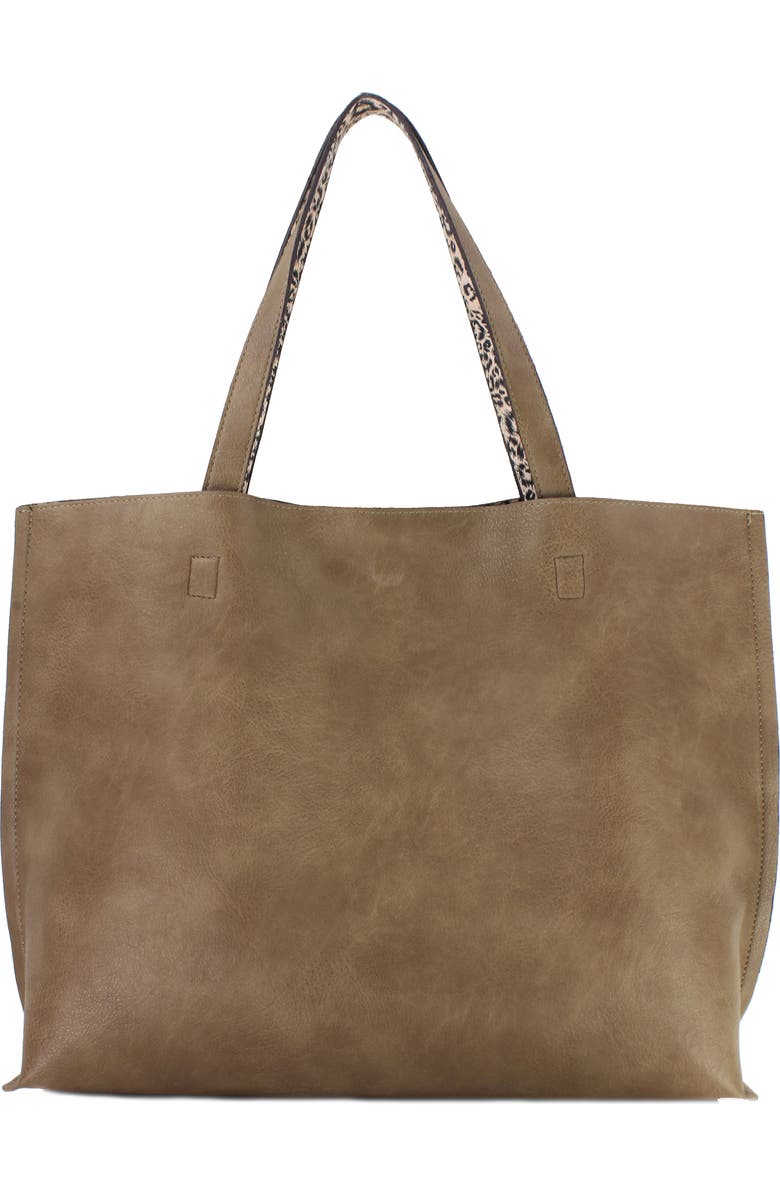 Street Level Reversible Faux Leather Tote, Main, color,