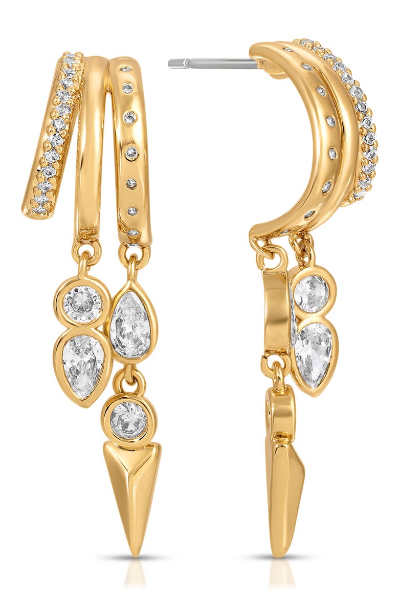 Icon Behavior Cubic Zirconia Drop Earrings, Main, color, GOLD
