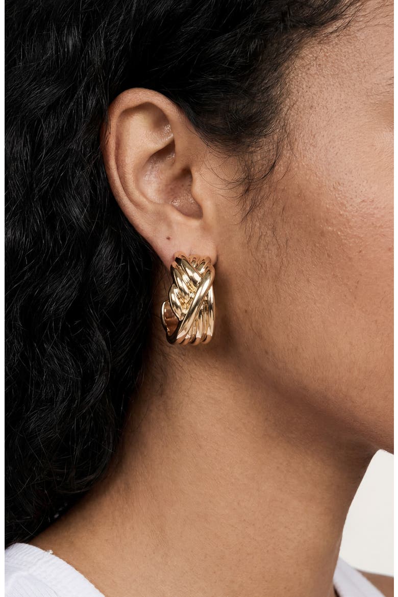 Knotted Hoop Earrings, Alternate, color, GOLD