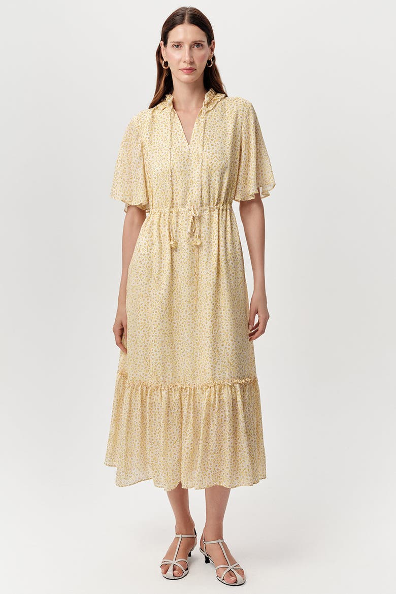 Douglas Short Sleeve Tie Waist Lined Printed Midi Dress, Main, color, Multi Color