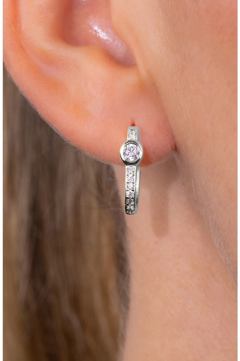 Evil Eye Square Hoop Earrings, Alternate, color, SILVER