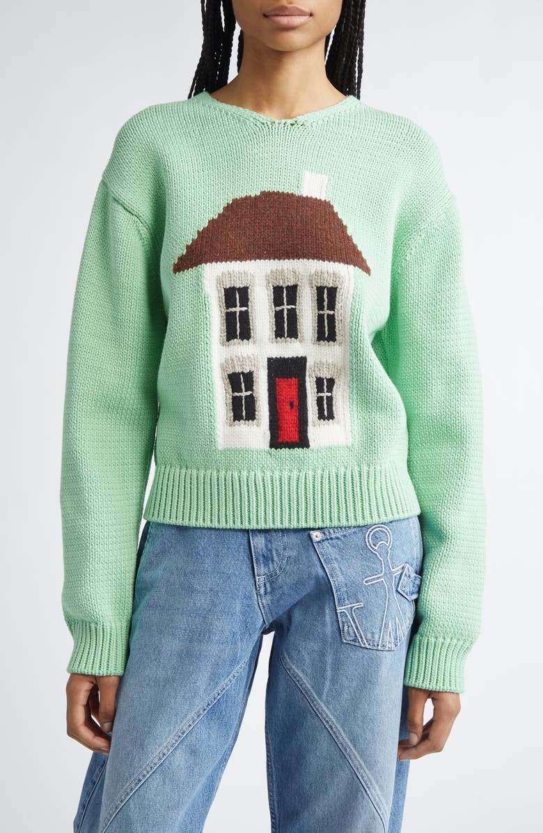 JW Anderson House Intarsia Cotton Blend Sweater, Main, color,