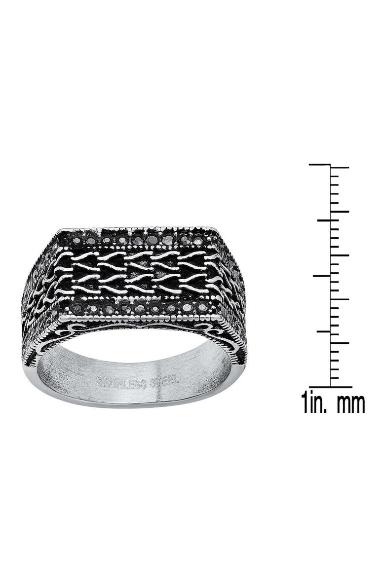 Men's Stainless Steel Simulated Diamond Ring, Alternate, color, SILVER