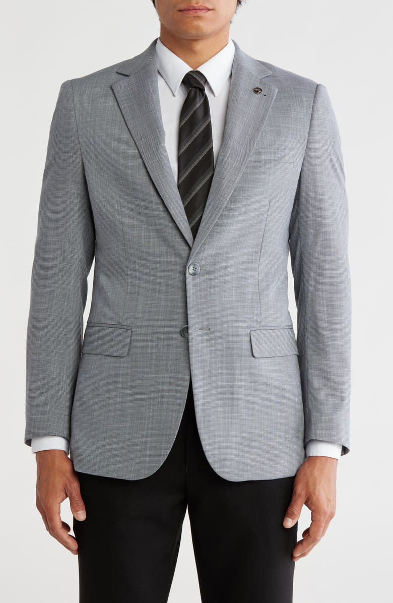 Tahari Slim Fit Sharkskin Blazer, Main, color, Grey