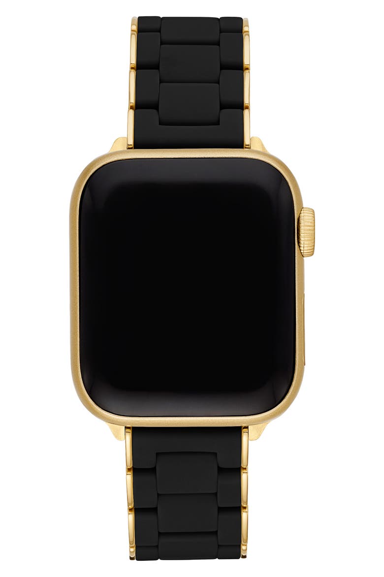 Silicone 20mm Apple Watch® Watchband, Alternate, color, BLACK/GOLD
