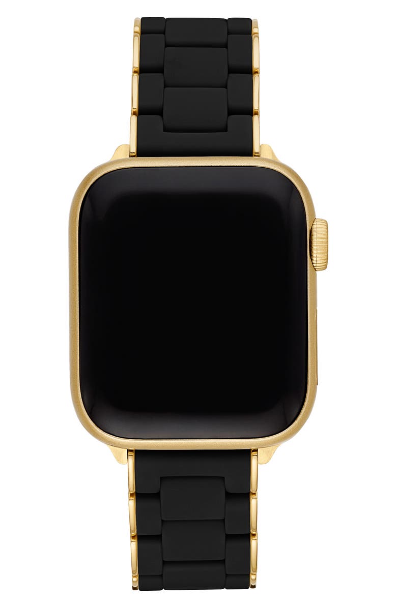 MICHELE Silicone 20mm Apple Watch<sup>®</sup> Watchband, Alternate, color, Black/Gold
