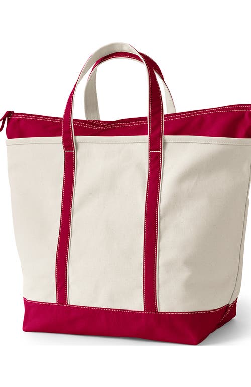 Lands' End Zip Top Canvas Tote Bag In Blue